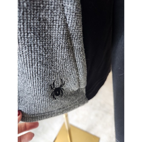 Spyder Full Zip Jacket Gray & Black Sweater Knit Mock Neck Outdoor Activewear - Picture 2 of 12